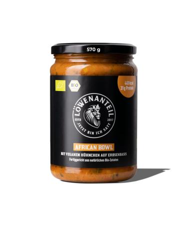 Lion content - stew "African Bowl" - 570g glass with vegan chicken and creamy coconut milk - without adding sugar and gluten -free - healthy ready meal with a lot of protein - quantity: 1 1er