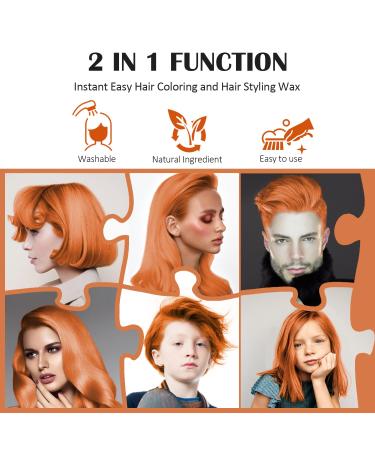 Orange Temporary Hair Color Wax | Instant Hairstyle Cream for Women & Youth | Party & Cosplay Hair Pomade - 4.23oz - Buy Online on SooperMarket.com