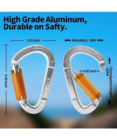 3-Piece UIAA Certified 25KN Auto-Locking Carabiner Set - Versatile Climbing Equipment for Hammocks Swings & Dog Leashes - Buy Online on SooperMarket.com