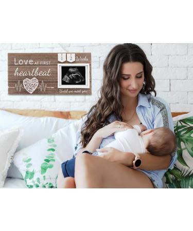 Love at First Sight Sonogram Picture Frame for Baby Girl Room - Gender Reveal and Baby Shower Gift for First Time Moms - 4x3 Ultrasound Frame with Countdown Weeks Design - Buy Online on SooperMarket.com