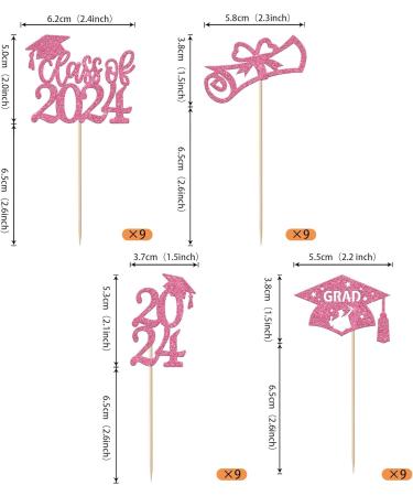 Rsstarxi 36 Pack Class of 2024 Graduation Cupcake Toppers 2024 Graduation Food Appetizer Picks 2024 Grad Cap Done Diploma Cupcake Picks for 2024 Graduation Theme Party Cake Decorations Pink - Buy Online on SooperMarket.com