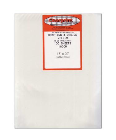 Clearprint 1000H Design Vellum Sheets 16 Lb. 100% Cotton 17 x 22 Inches 100 Sheets Per Pack 1 Each (10201520)