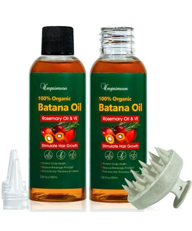 2 Pack Batana Oil Organic for Hair Growth Botana Oil Hair Growth Rosemary Oil Vitamin E Blend Massager Boosting Hair Thickness Nourish Scalp Hair 6.76 fl.oz