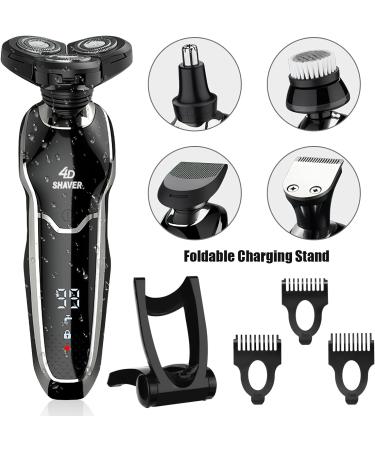 BestMal 5 in 1 Wet/Dry Electric Shaver for Men - Rechargeable Waterproof Razor with Nose Trimmer Sideburns Trimmer & Face Cleaning Brush - Buy Online on SooperMarket.com