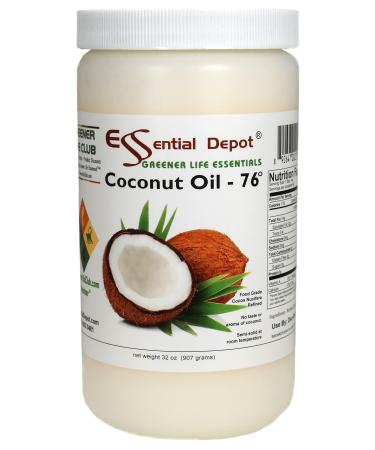 Coconut Oil - 1 Quart - 32 oz - Food Grade - safety sealed HDPE container with resealable cap