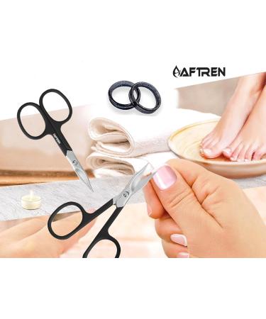 AFTREN Curved Nail Scissors Cuticle Scissors Nails Toenails Brand Quality Extra Fine Sharp for Women Men 4 inch Black - Buy Online on SooperMarket.com