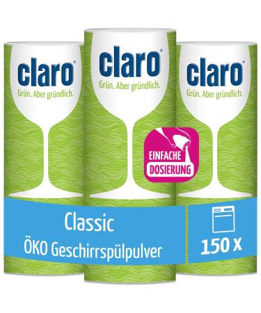 Claro Classic Dishwashing Powder - Biodegradable - 3x 900g Container 300g (Pack of 3)