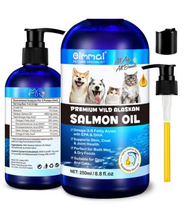 HRAMEX Salmon Oil for Dogs & Cats Omega 3 Fish Oil for Dogs Liquid Food Supplement for Pets Supports Healthy Skin & Coat Joint & Bone Health Natural Allergy & Inflammation Defense 8.8 oz