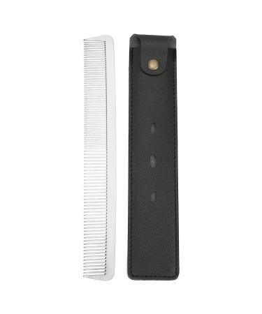 CCbeauty Metal Comb Professional Barber Comb for Men and Women Stainless Steel Comb for Salon Hair Cutting Tool Hairdressing Styling Comb Set with Leather Bag (#1)