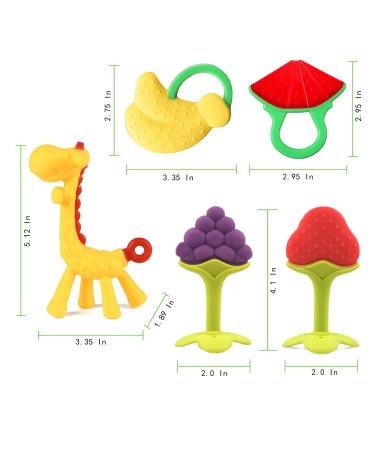 Baby Teething Toys - 5-Pack Silicone Teethers | BPA-Free, Freezer Safe | Soothe Infant Gums | Perfect Baby Gift - Buy Online on SooperMarket.com