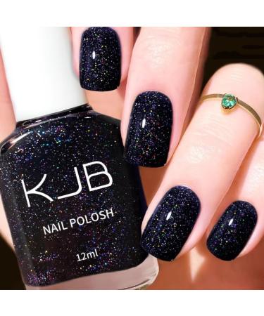 Nail Polish Nails Varnish Nude Waterproof & Long Lasting Non-Toxic Water Based Natural Nail Polish Nail Art DIY at Home (GlitterBlack)