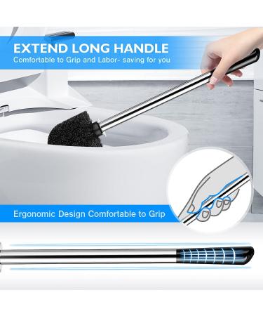 IXO Toilet Brush and Holder 2 Pack - 304 Stainless Steel, Extended Comfortable Handle, Durable Bowl Brush for Bathroom - Silver - Buy Online on SooperMarket.com