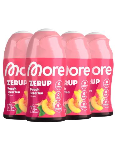 More Zerup Peach Iced Tea 4 x 65 ml for up to 32 l finished drink sugar -free syrup with real fruit extracts vegan zero calories - made in germany 4x peach Ice tea