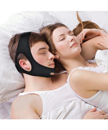 Chin Strap for Snoring  Anti Snoring Chin Strap  Adjustable and Breathable Chin Strap for CPAP Users  Comfortable Anti Snoring Devices Chin Strap for Men and Women to Stop Snoring - Black