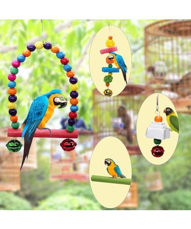 MQUPIN Bird Parrots Toys 14-Pack Cage Toys Hanging Swing Climbing Shredding Perches Ladders Sepak Takraw Bell Frosting Stick Parrot Set Toy for Medium Budgie Finches Cockatiels Conures African Parrot S-6.9inch - Buy Online on SooperMarket.com