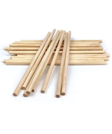 3/8 x 12 Inch Wooden Dowel Rods 25 PCS Unfinished Round Sticks for Pennant Wedding Christmas Music Class Party DIY Crafts Wooden B