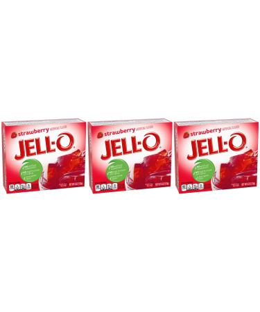 3 x Strawberry Jell-o - 3 x Large Boxes 6oz - 170g - American Gelatin Dessert - Jelly