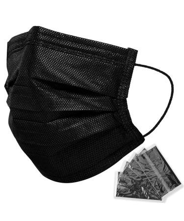 Lamy 50 PCS Black Face Masks Disposable for Protection Earloop Black 3 Ply Breathable Face Mask for Man and Woman