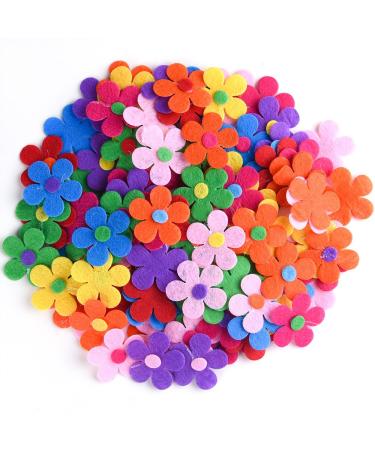 Coopay 120 Pieces Felt Flowers Fabric Flower Embellishments Assorted Colors for DIY Crafts
