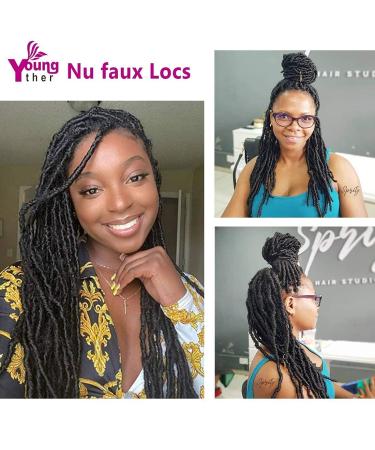 Youngther 24 Inch Faux Locs Crochet Hair 6-Pack - Pre-looped Synthetic Braiding Hair for Black Women (1B) - Buy Online on SooperMarket.com