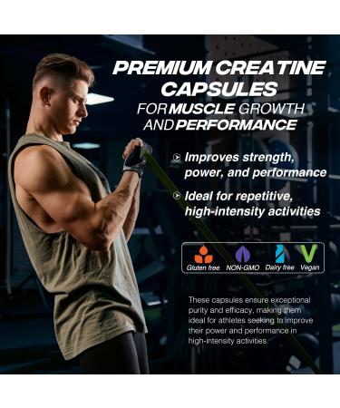 Body Energy Club Creapure Creatine - Gluten-Free Creatine Supplement for Muscle Growth - Improves Strength and Performance for Athletes - Premium Creatine Capsules for Workouts - 150 Capsules - Buy Online on SooperMarket.com