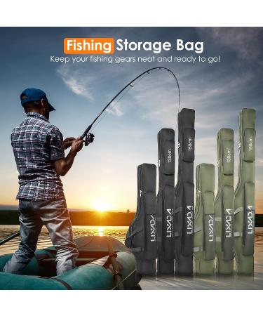 Lixada Portable Folding Fishing Rod Case - 130cm Army Green | Fishing Pole Storage Bag & Organizer - Buy Online on SooperMarket.com