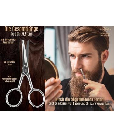 Professional Solingen Beard & Mustache Shears - Premium Hair Scissors with Rounded Tips for Beard Ear & Nasal Hair Care - Made in Germany - Buy Online on SooperMarket.com