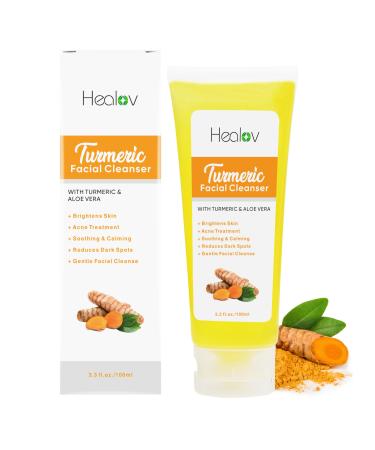 Turmeric Face Wash Turmeric Clear Skin Liquid Soap 100% Natural Anti Aging Exfoliating Turmeric Facial Cleanser for Spots Age Spots Sun Damage Discoloration Turmeric Soap Skin Detox Treatment