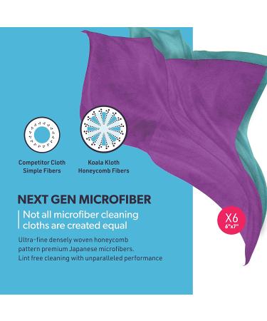 Koala Lens Cleaning Cloth | Japanese Microfiber Glasses and Screen Cleaner | Safe for All Multi-Coated Eyeglass and Camera Lenses  Purple and Blue (Pack of 6) 6 Pack Purple & Blue - Buy Online on SooperMarket.com