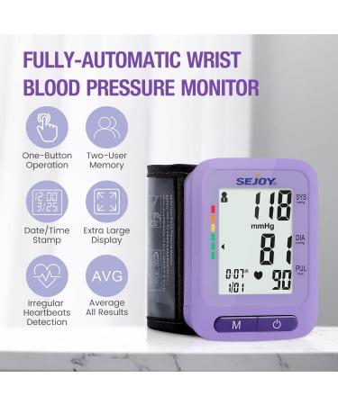 Digital Wrist Blood Pressure Monitor with Large LCD Display and Irregular Heartbeat Detector - 2 Users Memory - Home Use BP Machine (Purple) - Buy Online on SooperMarket.com