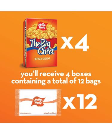 JOLLY TIME Big Cheez Gourmet Zesty Cheddar Cheese Non-GMO Microwave Popcorn (12 Bags) - Buy Online on SooperMarket.com