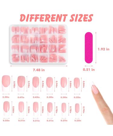 360 Pieces French Tip False Nails - Acrylic Full Cover Press-On Long Nail Tips | Nude Color Fake Nails for Women & Girls | Nail Art Manicure Decorations - Buy Online on SooperMarket.com