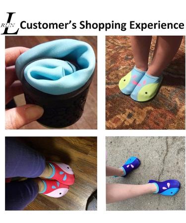 L-RUN Toddler Water Shoes | Barefoot Aqua Socks for Beach Pool Surfing | Kids Swim Shoes 9.5-10 Toddler | Strip Black - Buy Online on SooperMarket.com