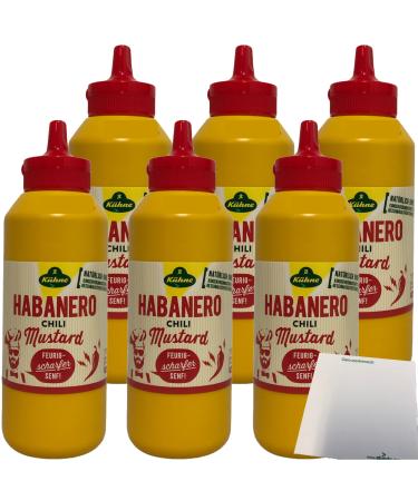 K hne Mustard Habanero Chili Mustard fiery hot mustard 6-pack (6x250ml squeeze bottle) + usy block