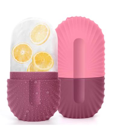 Ice Roller for Face Silicone Ice Face Roller Cube Ice Roller for Face and Eye Facial Beauty Ice Roller Skin Care Tools Brighten Skin Enhancing Natural Glow (Rose)