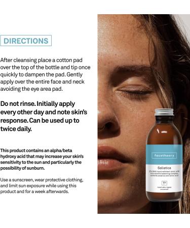 Facetheory Saliatica T6-2% Face Exfoliator Toner - BHA Blackhead Power Liquid for Pore Minimizing & Anti-Aging | Vegan & Cruelty-Free | 6.8 fl oz - International Shipping Available - Buy Online on SooperMarket.com