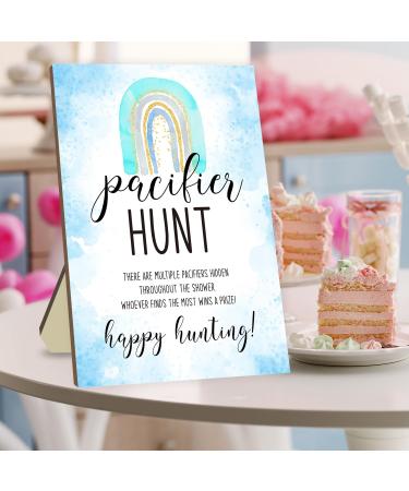 Pacifier Hunting Game for Baby Shower | Bohemian Rainbow Theme Party Game Sets | Includes 50 Blue Acrylic Pacifiers & Sign - Buy Online on SooperMarket.com