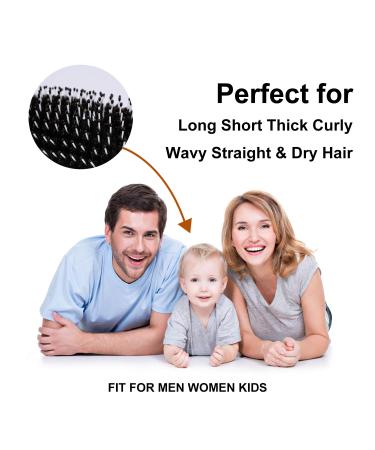 Mini Boar Bristle Hair Brush for All Hair Types - Detangle, Massage, and Add Shine - Pocket Size for Travel - Black - Men, Women, Kids - Buy Online on SooperMarket.com
