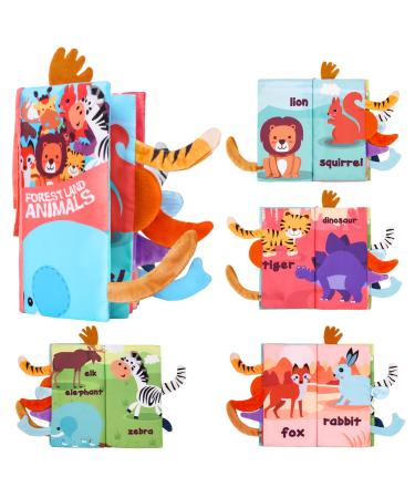 Vicloon Baby Cloth Books for Babies Baby Soft Books with 3D Animal Tails Touch and Feel Soft Books Early Learning Babies First Books Quiet Books for 0-3 Year Old Toddlers Kids Lion