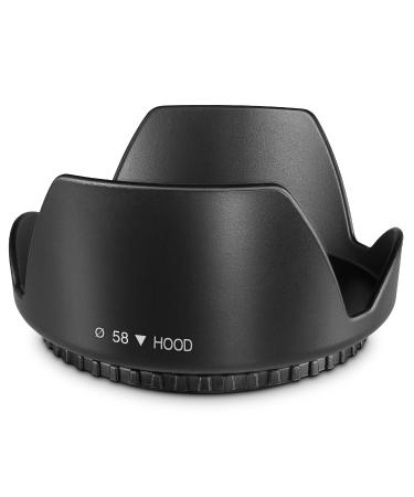 58MM Tulip Flower Lens Hood for Canon EOS 77D 80D 90D Rebel T8i T7 T7i T6i T6s T6 SL2 SL3 DSLR Cameras with Canon EF-S 18-55mm f/3.5-5.6 is Lens and Select Nikon Lenses