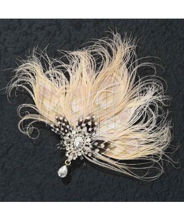 GENBREE Peacock Hair Clip 1920s Flapper Headpiece - Crystal Gatsby Headband for Women and Girls (White) | Prom Party Head Accessory - Buy Online on SooperMarket.com