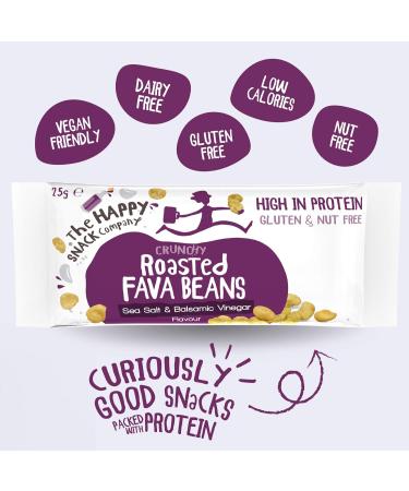 Buy Happy Snack Company Roasted Fava Beans - Sea Salt & Balsamic Flavor | Vegan Gluten-Free Protein-Rich Healthy Snacks (25g 20 Pack) - Buy Online on SooperMarket.com