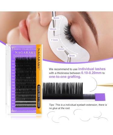 Buy Nagaraku Individual Eyelash Extensions - Permanent Volume & Matte Black - 16 Rows (0.15 D Curl 7-15mm Mix) | International Shipping Available - Buy Online on SooperMarket.com