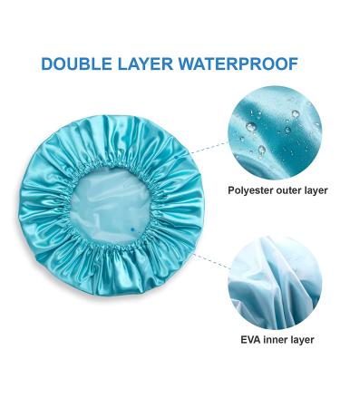 AmazerBath 4-Pack Shower Caps for Women - Double Waterproof, Reusable & Large Size in Green, Purple, Pinkish-Orange, Blue - Buy Online on SooperMarket.com