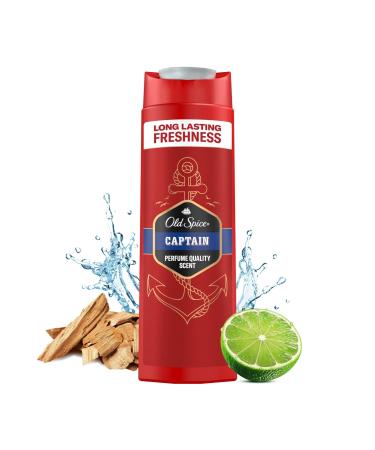 Old Spice Captain 3-in-1 shower gel & shampoo for men (400 ml) body-hair facial cleaning men long-lasting fresh lemon sandalwood and sea air