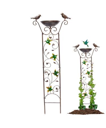 Bird drinks with garden tendril 2-in-1 metal bird water dispensable removable bird water dispenser retro stealing bird feeder for outdoor garden decor colibri