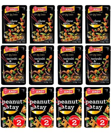Amoy Stir Fry Sauces Terriyaki Satay Chow Mein Bundle of 12 x 120g - Buy Online on SooperMarket.com