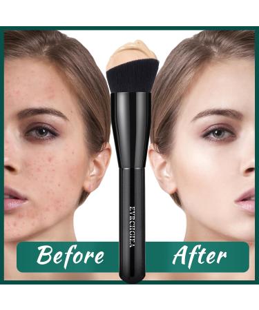 Foundation Brush Flat Top Kabuki Foundation Brush for Liquid Makeup Cream Powder Travel Size Face Foundation Blending Makeup Brushes (large) L black - Buy Online on SooperMarket.com