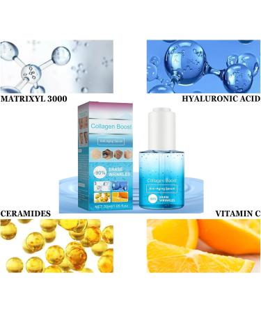 TBeautfave Collagen Boost Anti Aging Serum Collagen Boost Wrinkle Cream Blemish Skin Corrector Serum Collagen Boosting Serum with Hyaluronic Acid Reduce Fine Lines and Wrinkles - Buy Online on SooperMarket.com