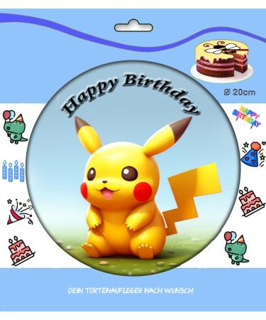 Birthday Cake Picture with Pikachu Pokemon Motif: Edible Photo for Cakes Cake Image Cake Topper Diameter 20 cm Food Paper Pikachu Pokemon No. 19 - Buy Online on SooperMarket.com